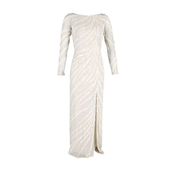 Jenny Packham Dresses & Skirts - Jenny Packham Long Sleeve Gown in Cream Sequined Polyester